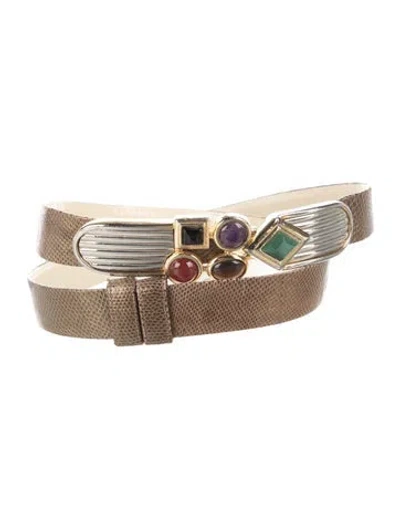 Pre-owned Judith Leiber Vintage Skinny Waist Belt In Neutrals