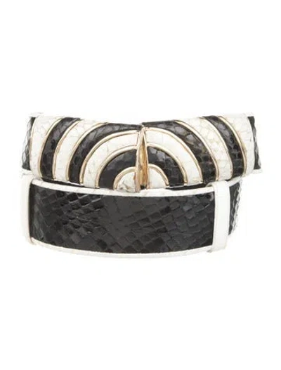 Pre-owned Judith Leiber Vintage Snakeskin Waist Belt In Black