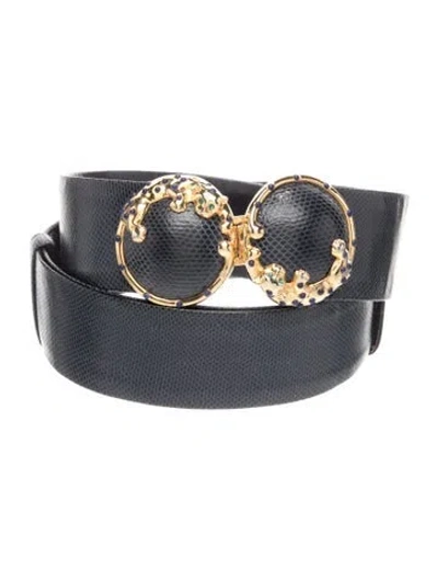 Pre-owned Judith Leiber Vintage Snakeskin Waist Belt In Blue