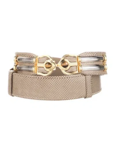 Pre-owned Judith Leiber Vintage Snakeskin Waist Belt In Brown