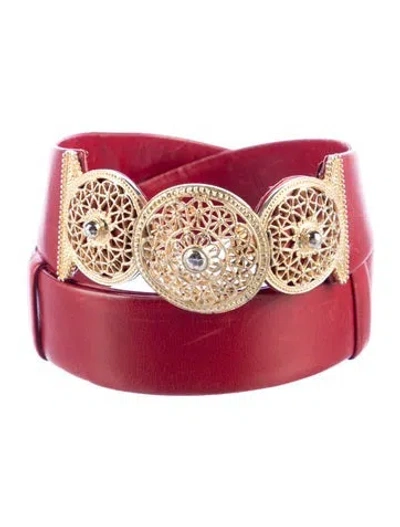 Pre-owned Judith Leiber Vintage Wide Waist Belt In Red