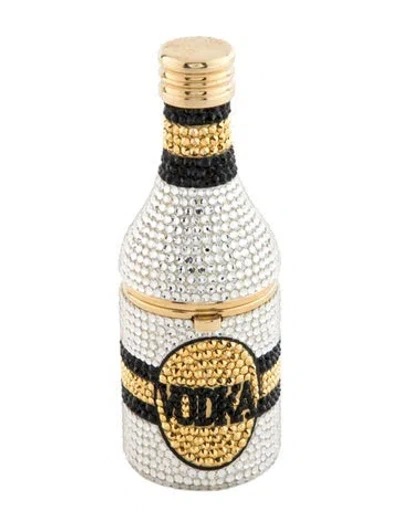 Pre-owned Judith Leiber Vodka Bottle Pillbox In Gold