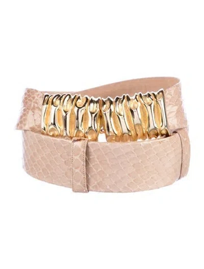Pre-owned Judith Leiber Water Snake Belt In Neutrals
