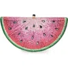 Judith Leiber Slice Watermelon Crystal-embellished Silver-tone Clutch In Champagne Fuchsia Multi