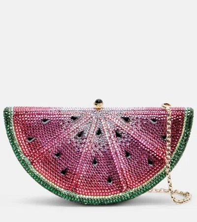 Judith Leiber Watermelon Slice Crystal-embellished Clutch In Pink