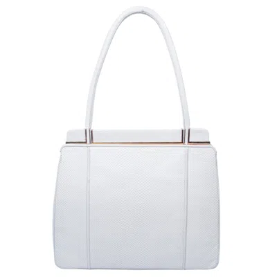 Pre-owned Judith Leiber White Lizard Handbag, Gold Tone Hardware, Additional Lizard Strap