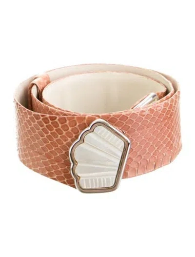 Pre-owned Judith Leiber Wide Snakeskin Waist Belt In Brown