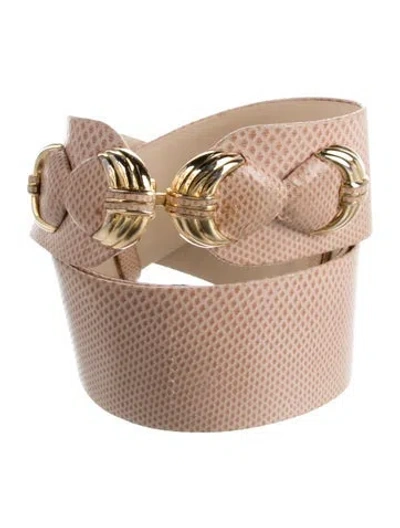 Pre-owned Judith Leiber Wide Snakeskin Waist Belt In Neutrals