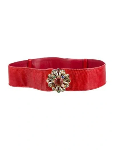 Pre-owned Judith Leiber Wide Waist Belt In Red