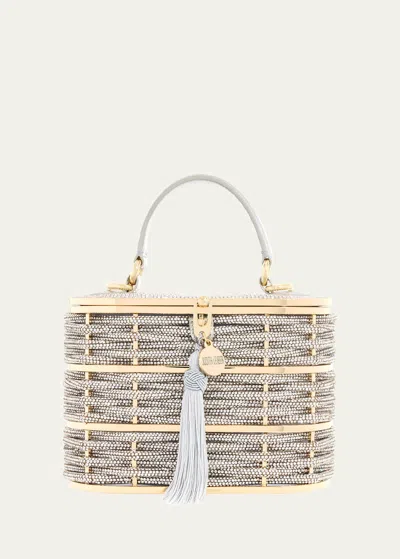 Judith Leiber Willow Woven Crystal Basket Top-handle Bag In Champagne Rhine