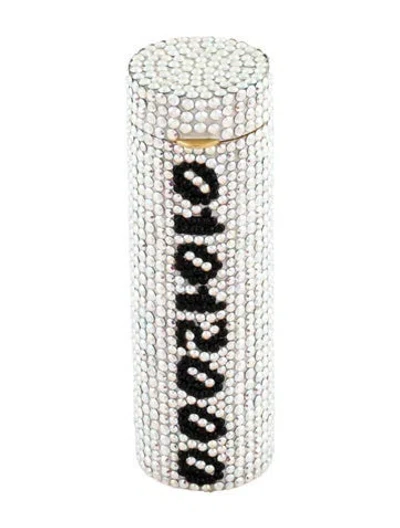 Pre-owned Judith Leiber Women's Crystal Millennium 2000 Lipstick Case In Silver