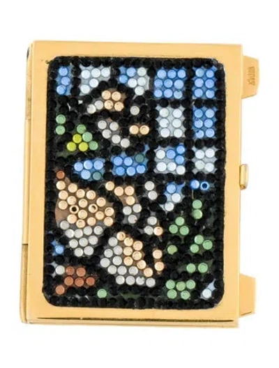 Pre-owned Judith Leiber Women's Crystal Miniature Travel Compact Photo Frame In Gold