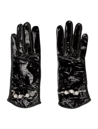 Pre-owned Judith Leiber Womens Bedazzled Gloves In Black