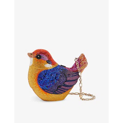 Judith Leiber Womens Silver Topaz Multi Bird Kingfisher Crystal Clutch-bag