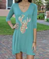 Judith March Deer Applique Dress In Sage In Multi