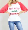Judith March Save Water Drink Eggnog Graphic Tee In White/red In White