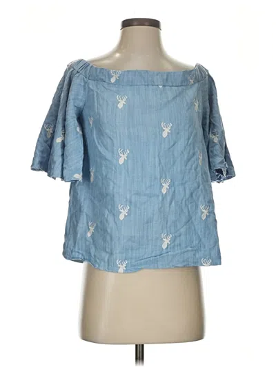 Pre-owned Judith March Short Sleeve Blouse In Blue