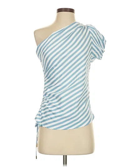 Pre-owned Judith March Short Sleeve Top Blue One Shoulder Neckline Tops