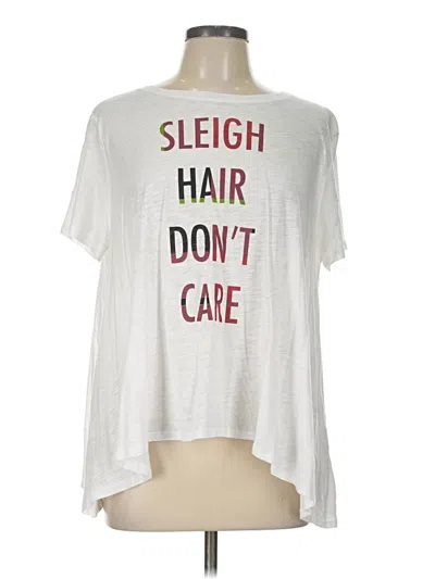Pre-owned Judith March Short Sleeve Top White High Neck Tops