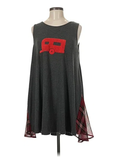 Pre-owned Judith March Sleeveless Top Gray Graphic Pattern Crew Neck Tops