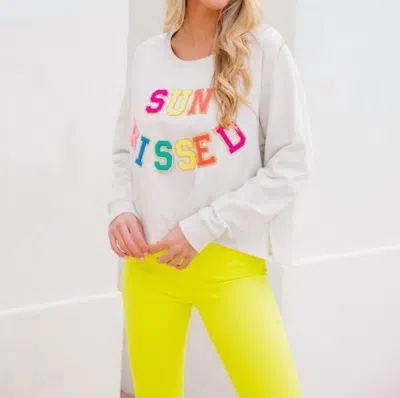 Judith March Sunkissed Crew Neck Pullover In White