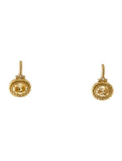 Pre-owned Judith Ripka 14k Cubic Zirconia & Diamond Drop Earrings In Multicolor