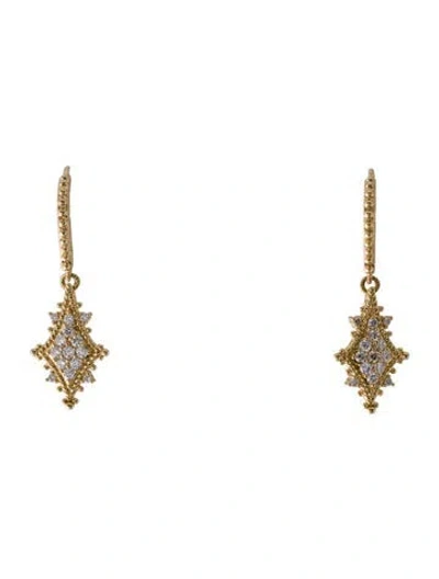 Pre-owned Judith Ripka 14k Diamond Drop Earrings In Multi