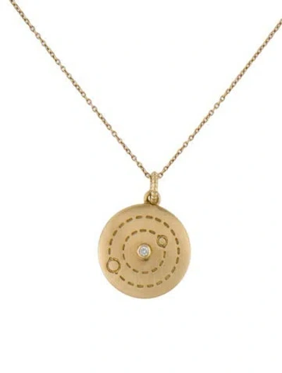 Pre-owned Judith Ripka 14k Diamond Little Luxuries Cosmic Medallion Necklace, 18" In Multi