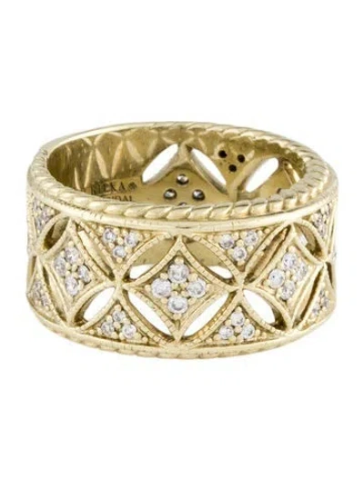 Pre-owned Judith Ripka 14k Diamond Open Work Band In Multicolor