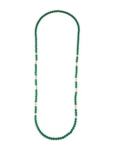 Pre-owned Judith Ripka 14k Dyed Chalcedony Bead Necklace, 36" In Multicolor