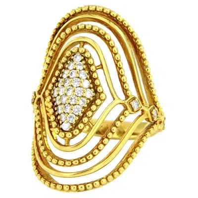 Pre-owned Judith Ripka 18 Karat Stella Collection Diamond Domed Ring In Multi