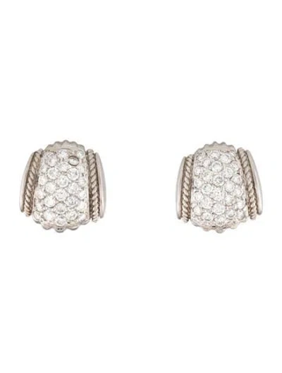 Pre-owned Judith Ripka 18k 1.53ctw. Diamond Ear Clip Earrings In Multicolor