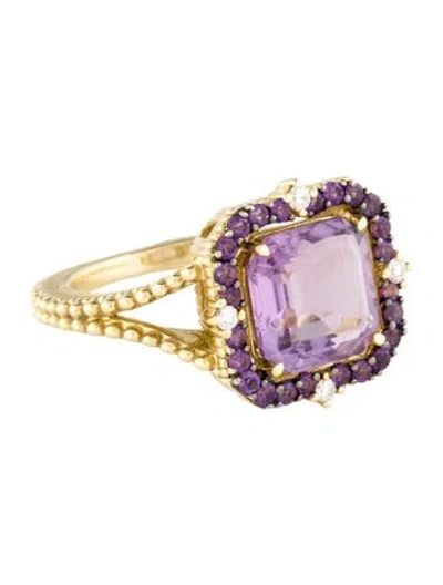 Pre-owned Judith Ripka 18k 2.78ct Amethyst & Diamond Lila Cocktail Ring In Multi