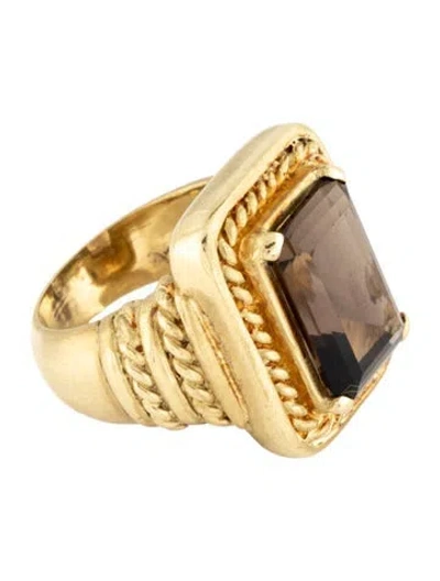 Pre-owned Judith Ripka 18k 6.59ct Smoky Quartz Cocktail Ring In Multicolor