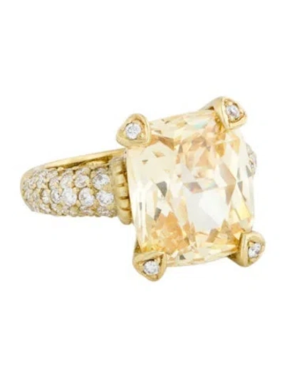 Pre-owned Judith Ripka 18k Canary Crystal & Diamond Lola Cocktail Ring In Multicolor