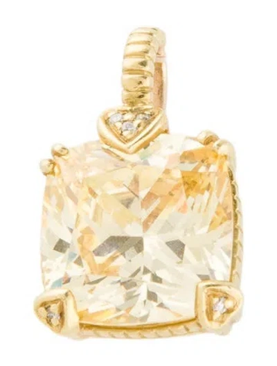 Pre-owned Judith Ripka 18k Canary Crystal & Diamond Lola Pendant In Multi