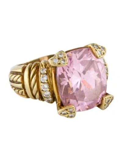 Pre-owned Judith Ripka 18k Cubic Zirconia & Diamond Cocktail Ring In Pink