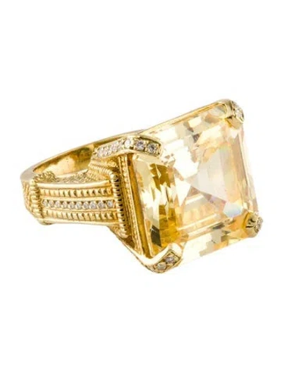Pre-owned Judith Ripka 18k Diamond & Cubic Zirconia Cocktail Ring In Multi