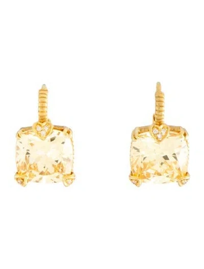 Pre-owned Judith Ripka 18k Diamond & Cubic Zirconia Drop Earrings In Multicolor