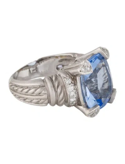 Pre-owned Judith Ripka 18k Diamond & Synthetic Quartz Cocktail Ring In Multi