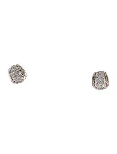 Pre-owned Judith Ripka 18k Diamond Button Earclip Earrings In Multi
