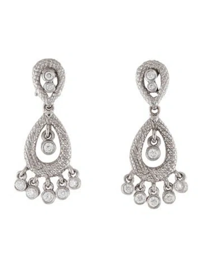 Pre-owned Judith Ripka 18k Diamond Chandelier Drop Earclip Earrings In Multi