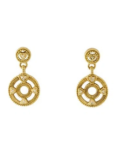 Pre-owned Judith Ripka 18k Diamond Circle Drop Earrings In Multi