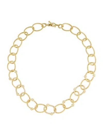 Pre-owned Judith Ripka 18k Diamond Collar Necklace, 18" In Multi