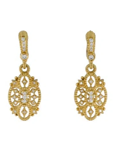 Pre-owned Judith Ripka 18k Diamond Drop Earrings In Multi