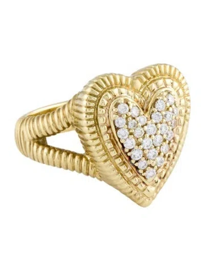 Pre-owned Judith Ripka 18k Diamond Heart Cocktail Ring In Multi