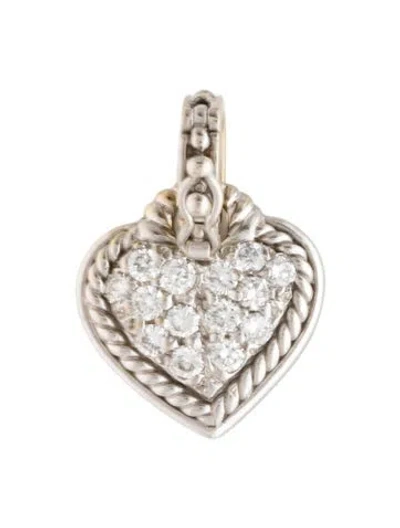 Pre-owned Judith Ripka 18k Diamond Heart Pendant In Multicolor