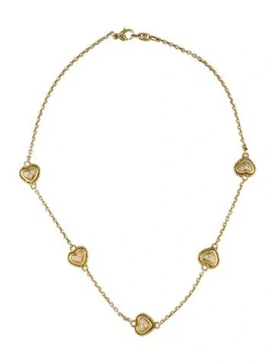 Pre-owned Judith Ripka 18k Diamond Heart Station Necklace, 16" In Multi
