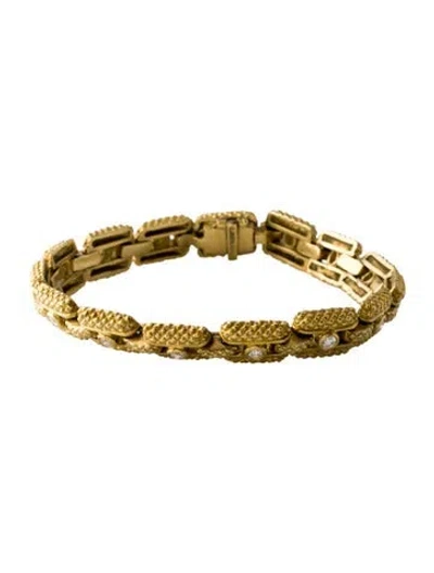 Pre-owned Judith Ripka 18k Diamond Link Bracelet, 6.5" In Multi