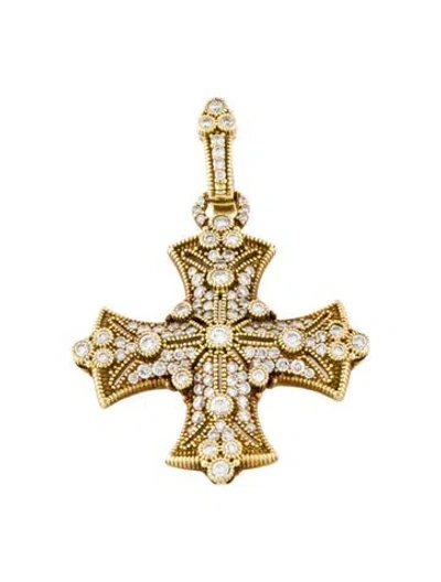 Pre-owned Judith Ripka 18k Diamond Maltese Cross Pendant Enhancer In Multi